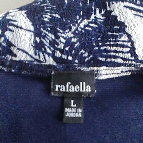 Rafaella Navy White Lace Overlay Blouse Top - Picture 5 of 9